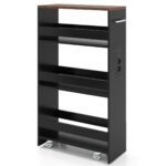 Plonas 4 lygių lentyninis vežimėlis su įkrovimo stotele (Ruda + Juoda)