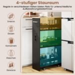 Plonas keturių aukštų vežimėlis-daiktadėžė su įkrovimo stotele (Juoda) – Paveikslėlis 3