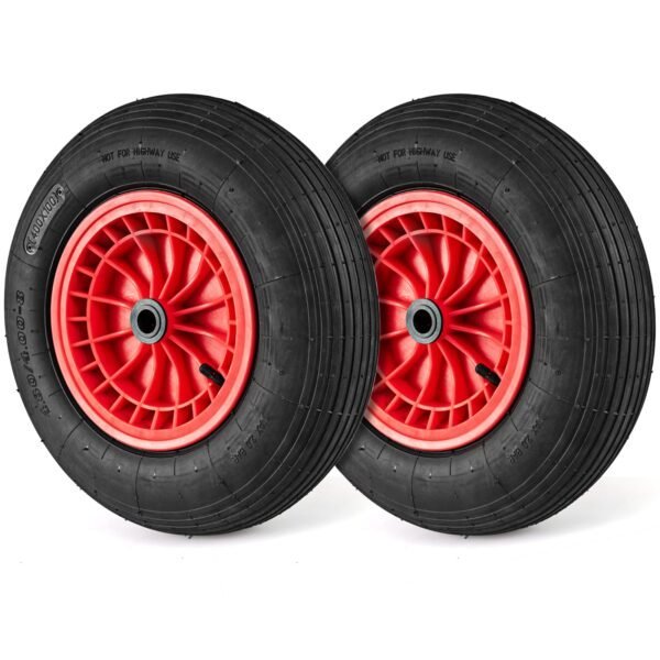 Pneumatinės karučio padangos ir ratai 4.80/4.00-8 su 2 cm guoliais (Juoda)