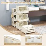 Ratuotas 4 pakopų skalbinių krepšys (Smėlio) – Paveikslėlis 4