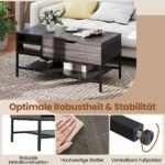 Reguliuojamo aukščio kavos staliukas su paslėptomis ir atviromis daiktadėžėmis (Pilka) – Paveikslėlis 5