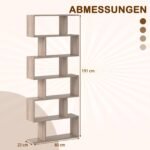 S-formos knygų lentyna su 6 skyriais (Pilka) – Paveikslėlis 2