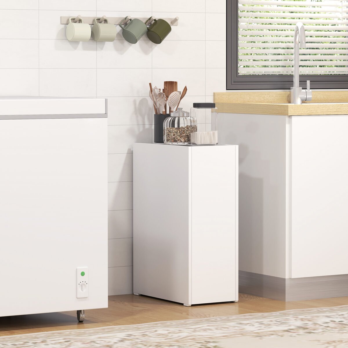 Siaura pastatoma vonios spintelė su giliu stalčiumi – Paveikslėlis 8