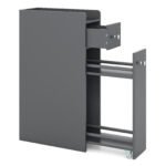 Siaura vonios spintelė su 4 pakopų saugojimo erdve (Pilka)