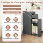 Siaura vonios spintelė su 4 pakopų saugojimo erdve (Pilka) – Paveikslėlis 3