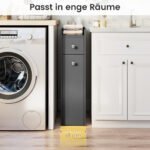 Siaura vonios spintelė su 4 pakopų saugojimo erdve (Pilka) – Paveikslėlis 4