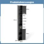 Siaura vonios spintelė su apšvietimu ir stalčiumi (Juoda) – Paveikslėlis 2