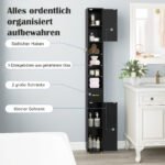 Siaura vonios spintelė su apšvietimu ir stalčiumi (Juoda) – Paveikslėlis 3