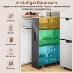 Siauras 4 aukštų sandėliavimo vežimėlis su įkrovimo stotele (Pilka) – Paveikslėlis 4