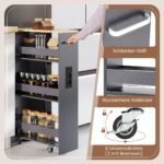 Siauras 4 aukštų sandėliavimo vežimėlis su įkrovimo stotele (Pilka) – Paveikslėlis 5