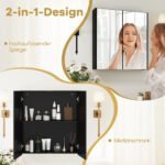 Sieninė vaistinėlė su dvigubomis veidrodinėmis durelėmis ir reguliuojama lentyna (Juoda) – Paveikslėlis 5