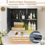 Sieninė vonios spintelė su veidrodžiu ir reguliuojama lentyna (Pilka) – Paveikslėlis 3