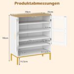 Šiuolaikinė medinė batų spintelė su reguliuojamomis lentynomis ir tinklinėmis durelėmis (Balta) – Paveikslėlis 2