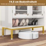 Šiuolaikinė medinė batų spintelė su reguliuojamomis lentynomis ir tinklinėmis durelėmis (Balta) – Paveikslėlis 5