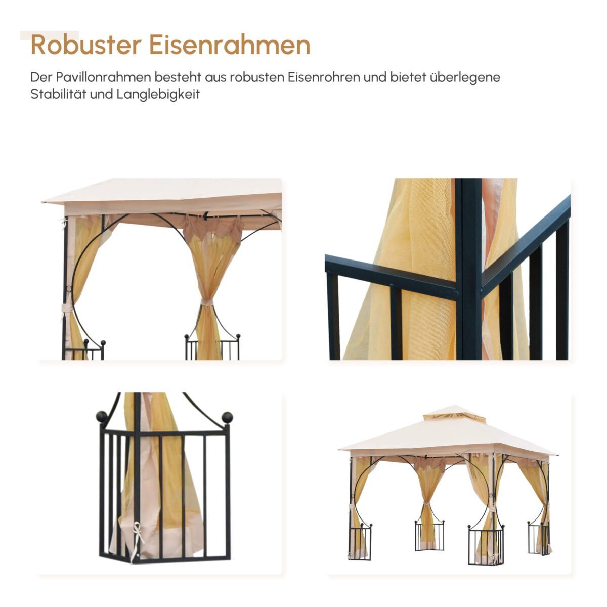 Sodo pavėsinė su ventiliuojamu dvigubu stogu ir tinkleliais nuo uodų – Paveikslėlis 5