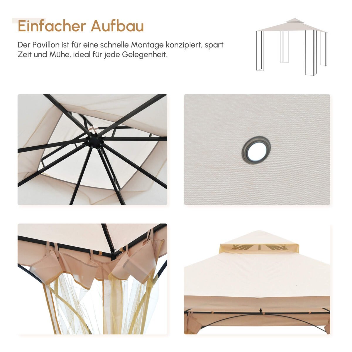 Sodo pavėsinė su ventiliuojamu dvigubu stogu ir tinkleliais nuo uodų – Paveikslėlis 8