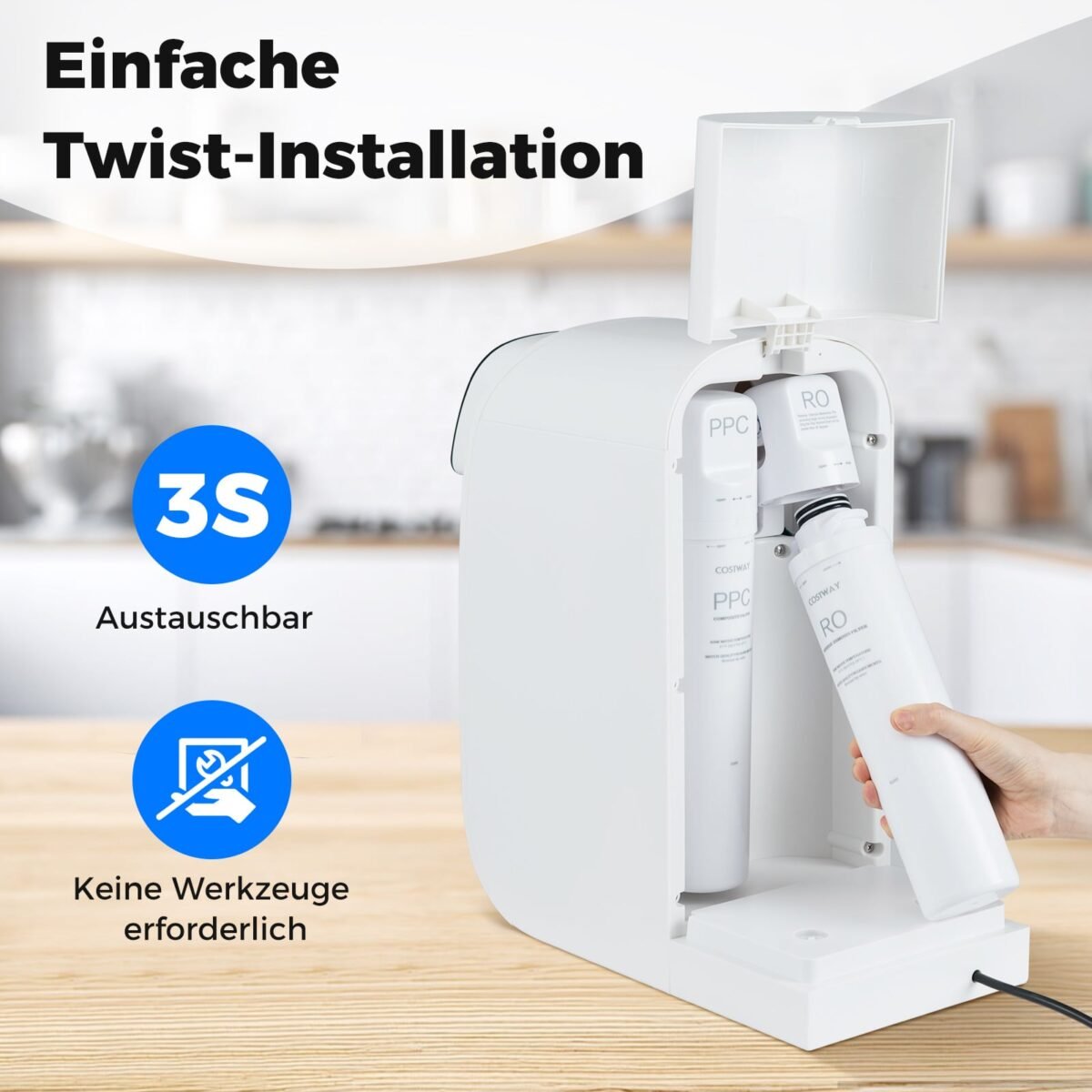 Stalinės atvirkštinio osmoso sistemos RO filtro pakaitalas su 0,0001 µm membrana (Balta) – Paveikslėlis 4