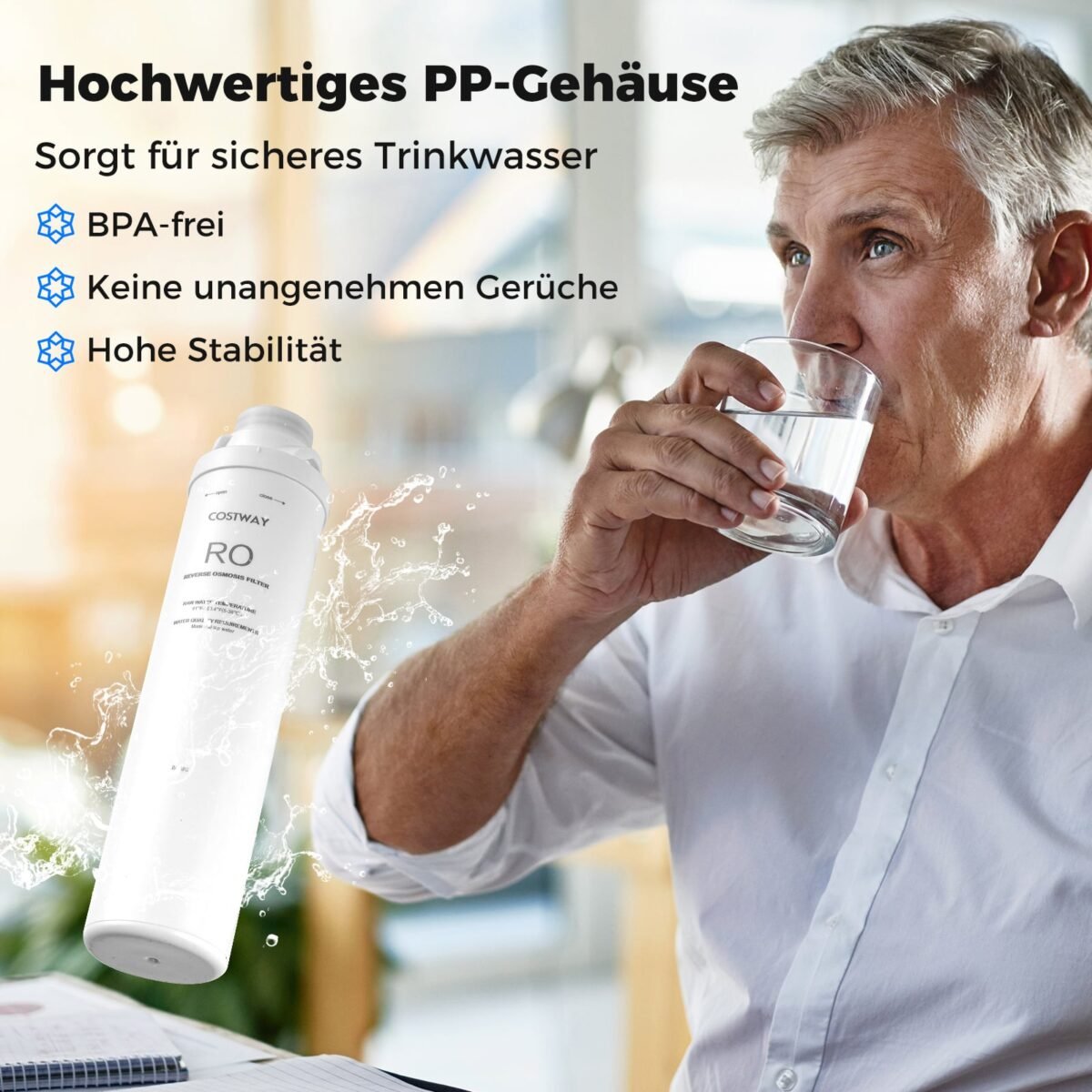 Stalinės atvirkštinio osmoso sistemos RO filtro pakaitalas su 0,0001 µm membrana (Balta) – Paveikslėlis 5