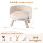 Stilinga gyvūnų sofa su apvalia pagalvėle ir pušies kojelėmis (Smėlio)