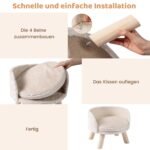 Stilinga gyvūnų sofa su apvalia pagalvėle ir pušies kojelėmis (Smėlio)