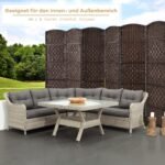 Sulankstoma 6 dalių erdvės pertvara su mediniu rėmu (Ruda) – Paveikslėlis 4