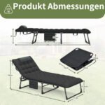 Sulankstoma kempingo lova su nuimamu čiužiniu ir reguliuojama atrama nugarai (Juoda) – Paveikslėlis 2