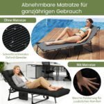 Sulankstoma kempingo lova su nuimamu čiužiniu ir reguliuojama atrama nugarai (Juoda) – Paveikslėlis 3