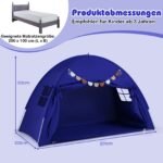 Sulankstoma lovos palapinė su 2 langais vaikams (Tamsiai mėlyna) – Paveikslėlis 2