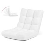 Sulankstoma reguliuojamo atlošo grindų kėdė-sofa (Balta)