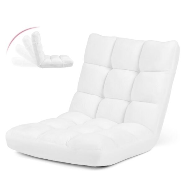 Sulankstoma reguliuojamo atlošo grindų kėdė-sofa (Balta)