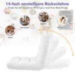 Sulankstoma reguliuojamo atlošo grindų kėdė-sofa (Balta) – Paveikslėlis 3