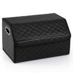 Sulankstomas 35 l talpos odinis automobilio bagažinės organizatorius su dangčiu ir lanksčia pertvara (Juoda)