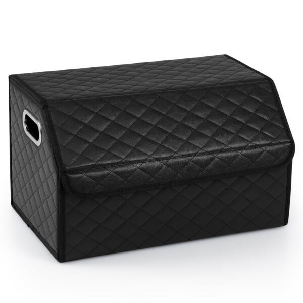 Sulankstomas 35 l talpos odinis automobilio bagažinės organizatorius su dangčiu ir lanksčia pertvara (Juoda)