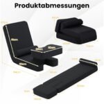 Sulankstomas grindų fotelis su 5 padėčių reguliuojamu atlošu (Juoda) – Paveikslėlis 2