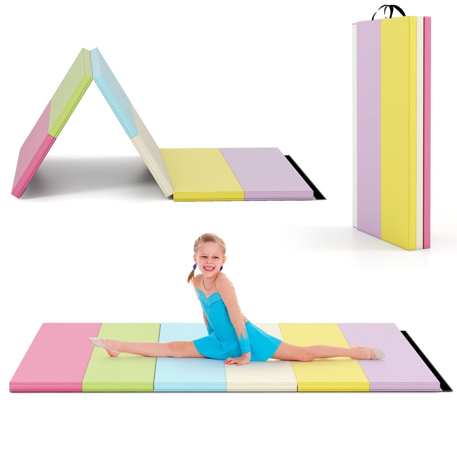 Sulankstomas gimnastikos kilimėlis su nešiojimo rankenomis (Spalvotas)