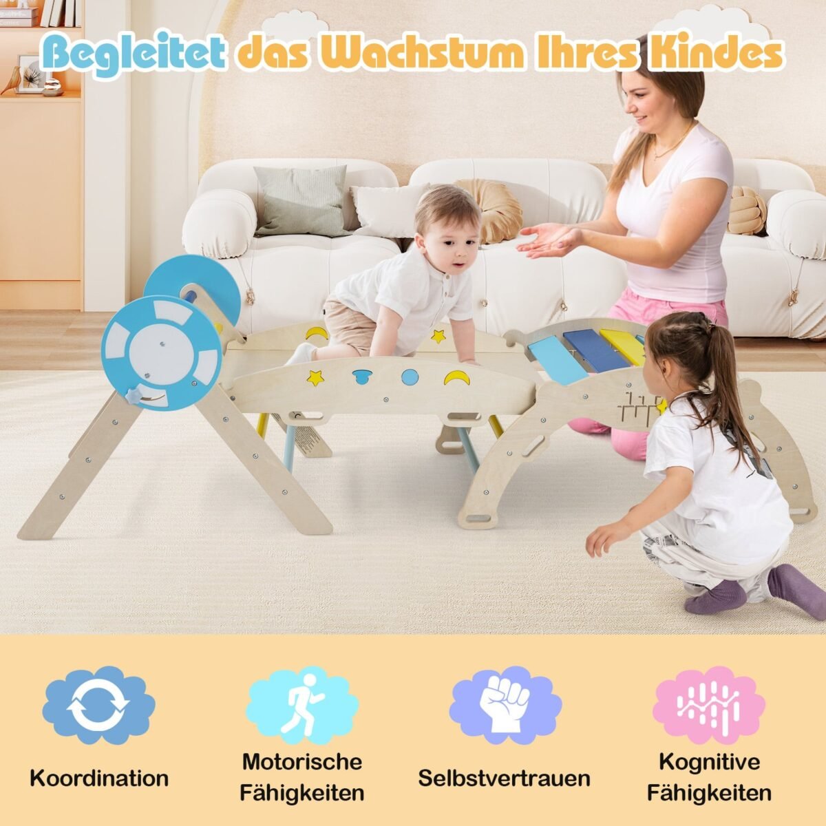 Sulankstomas laipiojimo rinkinys vaikams su čiuožykla ir lanku (Mėlyna) – Paveikslėlis 4