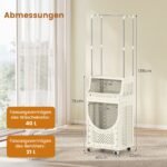 Sulankstomas skalbinių vežimėlis su drabužių kabykla ir ratukais (Balta) – Paveikslėlis 5