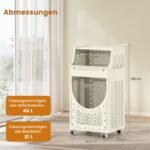 Sulankstomas tripakopis skalbinių vežimėlis su ratukais (Smėlio) – Paveikslėlis 2