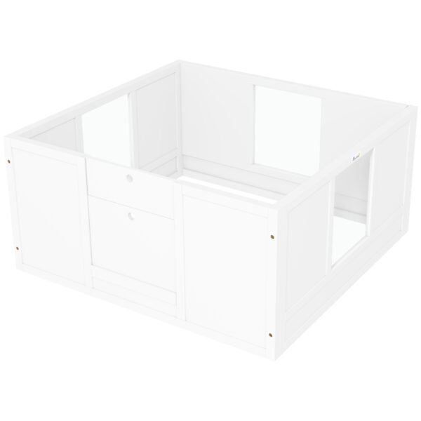 Šuniukų vados dėžė su reguliuojamu įėjimu ir skaidria stebėjimo sienele