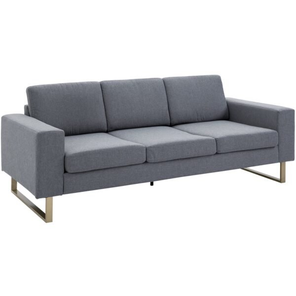 Trivietė sofa su lino imitacijos audinio apmušalais ir nuimamais pagalvėlių užvalkalais