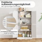 Universali keturių durų spintelė su reguliuojamomis lentynomis (Balta) – Paveikslėlis 4