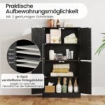 Universali spintelė su 4 durelėmis ir reguliuojamomis lentynomis (Juoda)