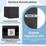 Universali spintelė su 4 durelėmis ir reguliuojamomis lentynomis (Juoda)