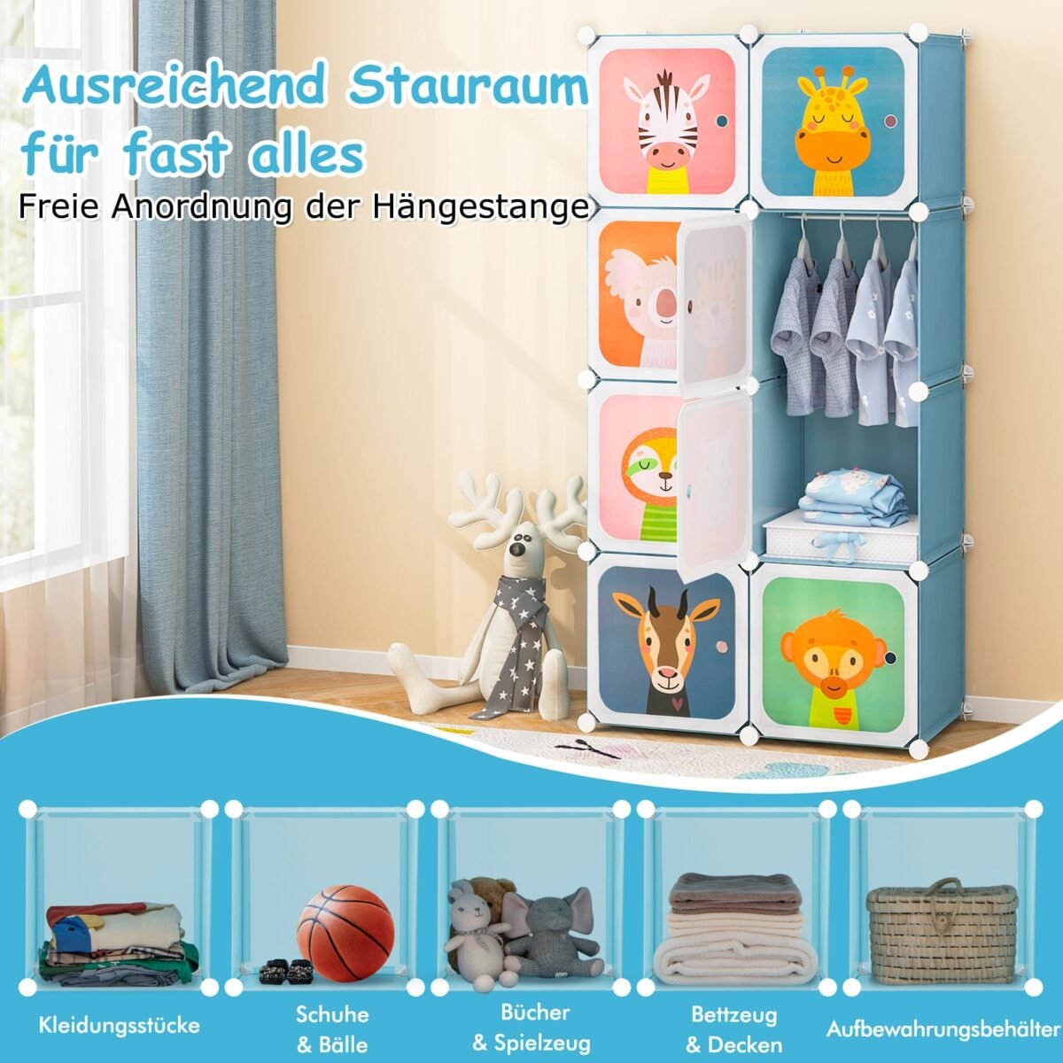 Vaikiška modulinė spinta su 8 kubeliais ir pakabinama zona (Mėlyna)