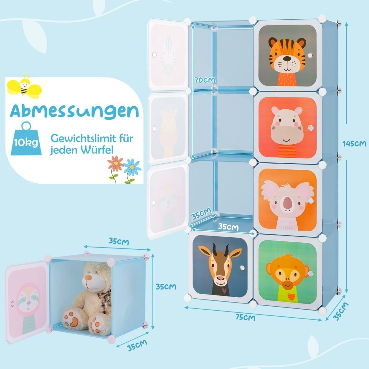 Vaikiška modulinė spinta su 8 kubeliais ir pakabinama zona (Mėlyna) – Paveikslėlis 5