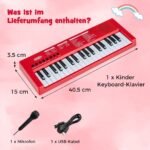 Vaikiškas elektroninis pianinas-sintezatorius su 37 klavišais (Raudona)