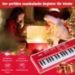 Vaikiškas elektroninis pianinas-sintezatorius su 37 klavišais (Raudona)