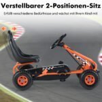 Vaikiškas pedalinis kartingas su reguliuojama sėdyne ir rankiniu stabdžiu (Oranžinė) – Paveikslėlis 3