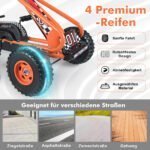 Vaikiškas pedalinis kartingas su reguliuojama sėdyne ir rankiniu stabdžiu (Oranžinė) – Paveikslėlis 4