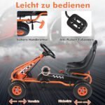 Vaikiškas pedalinis kartingas su reguliuojama sėdyne ir rankiniu stabdžiu (Oranžinė) – Paveikslėlis 5